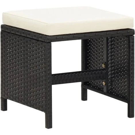 Lot De 4 Tabourets De Jardin | Chaises De Jardin Avec Coussins Résine Tressée Noir 14143 4 Lot De 4 Tabourets De Jardin | Chaises De Jardin Avec Coussins Résine Tressée Noir 14143 – Image 2