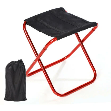 Tabouret Pliant Portable Léger Extérieur Mini Chaise De Camp Pliable Avec Sac De Transport, Rouge 3 Tabouret Pliant Portable Léger Extérieur Mini Chaise De Camp Pliable Avec Sac De Transport, Rouge