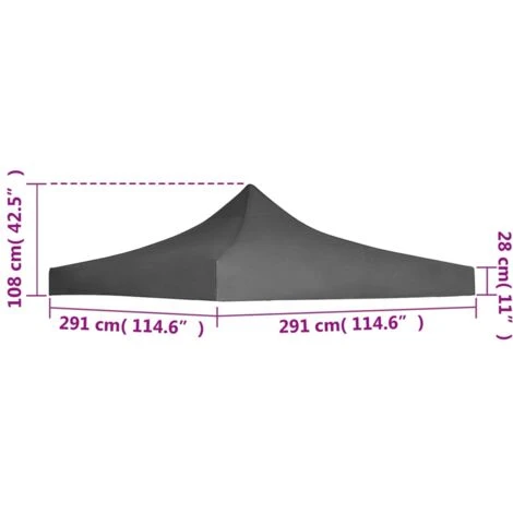Toit De Tente De Réception | Toit De Remplacement 3 X 3 M Anthracite 62992 6 Toit De Tente De Réception | Toit De Remplacement 3 X 3 M Anthracite 62992 – Image 4