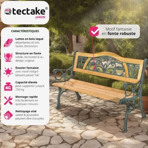 Banc De Jardin KATHI 2 Places 124 X 60 X 83 Cm - Banc Exterieur, Mobilier De Jardin, Meuble De Jardin 4 Banc De Jardin KATHI 2 Places 124 X 60 X 83 Cm - Banc Exterieur, Mobilier De Jardin, Meuble De Jardin – Image 2