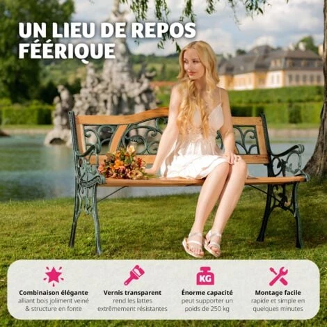 Banc De Jardin KATHI 2 Places 124 X 60 X 83 Cm - Banc Exterieur, Mobilier De Jardin, Meuble De Jardin 5 Banc De Jardin KATHI 2 Places 124 X 60 X 83 Cm - Banc Exterieur, Mobilier De Jardin, Meuble De Jardin – Image 3