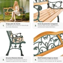 Banc De Jardin KATHI 2 Places 124 X 60 X 83 Cm - Banc Exterieur, Mobilier De Jardin, Meuble De Jardin 11 Banc De Jardin KATHI 2 Places 124 X 60 X 83 Cm - Banc Exterieur, Mobilier De Jardin, Meuble De Jardin -Promos Verde Rêverie Boutique 7514001 5