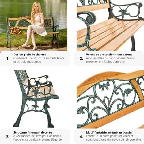 Banc De Jardin KATHI 2 Places 124 X 60 X 83 Cm - Banc Exterieur, Mobilier De Jardin, Meuble De Jardin 7 Banc De Jardin KATHI 2 Places 124 X 60 X 83 Cm - Banc Exterieur, Mobilier De Jardin, Meuble De Jardin – Image 5