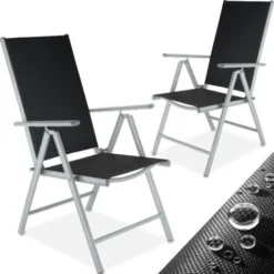 Lot De 2 Chaises De Jardin Pliantes En Aluminium - Lot De 2 Fauteuils De Jardin, Fauteuils Exterieur, Chaises Exterieur