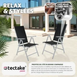 Lot De 2 Chaises De Jardin Pliantes En Aluminium - Lot De 2 Fauteuils De Jardin, Fauteuils Exterieur, Chaises Exterieur 8 Lot De 2 Chaises De Jardin Pliantes En Aluminium - Lot De 2 Fauteuils De Jardin, Fauteuils Exterieur, Chaises Exterieur -Promos Verde Rêverie Boutique 7514106 3