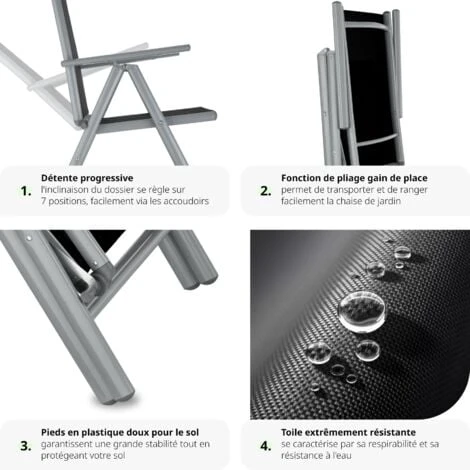 Lot De 2 Chaises De Jardin Pliantes En Aluminium - Lot De 2 Fauteuils De Jardin, Fauteuils Exterieur, Chaises Exterieur 6 Lot De 2 Chaises De Jardin Pliantes En Aluminium - Lot De 2 Fauteuils De Jardin, Fauteuils Exterieur, Chaises Exterieur – Image 4