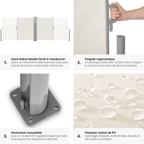 Paravent Rétractable Double Et Extensible Avec Enrouleur - Paravent, Brise Vue, Store Latéral - 160 X 600 Cm 6 Paravent Rétractable Double Et Extensible Avec Enrouleur - Paravent, Brise Vue, Store Latéral - 160 X 600 Cm – Image 4