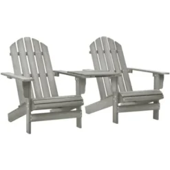 Chaises De Jardin Adirondack Avec Table | Fauteuils De Jardin Avec Table Bois De Sapin Gris 81574