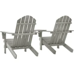 Chaises De Jardin Adirondack Avec Table | Fauteuils De Jardin Avec Table Bois De Sapin Gris 81574 -Promos Verde Rêverie Boutique 75175851 4