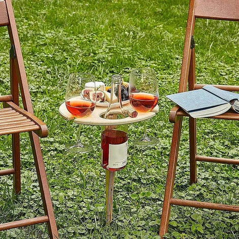 SEENLIN Porte-Verre A Vin En Bois Pliant Exterieur Portatif Pour Table A Vin Pour Fete De Pique-Nique Sur La Plage 4 SEENLIN Porte-Verre A Vin En Bois Pliant Exterieur Portatif Pour Table A Vin Pour Fete De Pique-Nique Sur La Plage – Image 2
