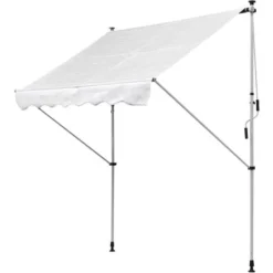 OUTSUNNY Store Banne Manuel Rétractable 2L X 1,5l X 1,7-2,8H M Inclinaison Réglable Installation Rapide Métal Alu Polyester Blanc
