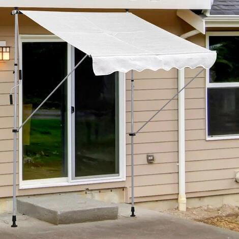 OUTSUNNY Store Banne Manuel Rétractable 2L X 1,5l X 1,7-2,8H M Inclinaison Réglable Installation Rapide Métal Alu Polyester Blanc 4 OUTSUNNY Store Banne Manuel Rétractable 2L X 1,5l X 1,7-2,8H M Inclinaison Réglable Installation Rapide Métal Alu Polyester Blanc – Image 2