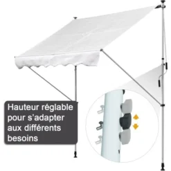 OUTSUNNY Store Banne Manuel Rétractable 2L X 1,5l X 1,7-2,8H M Inclinaison Réglable Installation Rapide Métal Alu Polyester Blanc 11 OUTSUNNY Store Banne Manuel Rétractable 2L X 1,5l X 1,7-2,8H M Inclinaison Réglable Installation Rapide Métal Alu Polyester Blanc -Promos Verde Rêverie Boutique 7598293 5