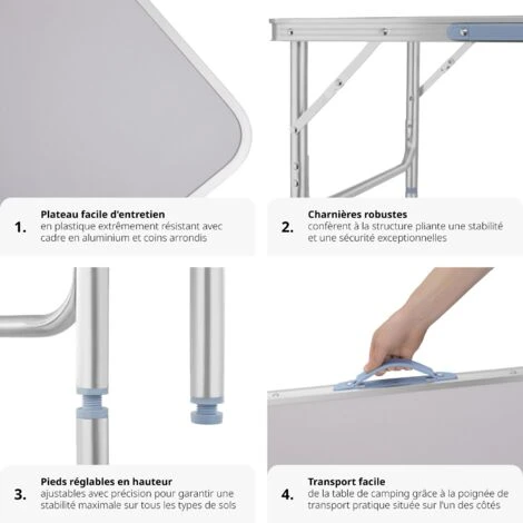 Table Pliante Valise - Table De Jardin Pliante, Table Pliable, Table Camping 5 Table Pliante Valise - Table De Jardin Pliante, Table Pliable, Table Camping – Image 3