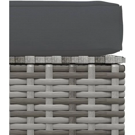 Repose-pied De Jardin Et Coussin Gris 70x70x30cm Résine Tressée 6 Repose-pied De Jardin Et Coussin Gris 70x70x30cm Résine Tressée – Image 4