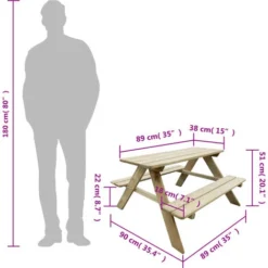 Nova Table De Pique-nique Pour Enfants 89 X 89-6 X 50-8 Cm En Bois De Pin 9 Nova Table De Pique-nique Pour Enfants 89 X 89-6 X 50-8 Cm En Bois De Pin -Promos Verde Rêverie Boutique 77392866 4