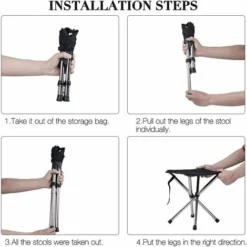 Tabouret Pliant Camping, Chaise Camping Portable Avec Sac De Transport, Mobilier De Camping Chaise Peche, Pour Voyage, Randonnée, Camping, Rassemblement, Barbecue, Pêche -Promos Verde Rêverie Boutique 77638316 2
