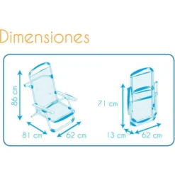 Chaise De Plage Lit Pliable Solenny 4 Positions Bleu Dossier Bas Avec Accoudoirs 81x62x86 cm 10 Chaise De Plage Lit Pliable Solenny 4 Positions Bleu Dossier Bas Avec Accoudoirs 81x62x86 cm -Promos Verde Rêverie Boutique 7805114 4