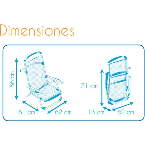 Chaise De Plage Lit Pliable Solenny 4 Positions Bleu Dossier Bas Avec Accoudoirs 81x62x86 cm 6 Chaise De Plage Lit Pliable Solenny 4 Positions Bleu Dossier Bas Avec Accoudoirs 81x62x86 cm – Image 4