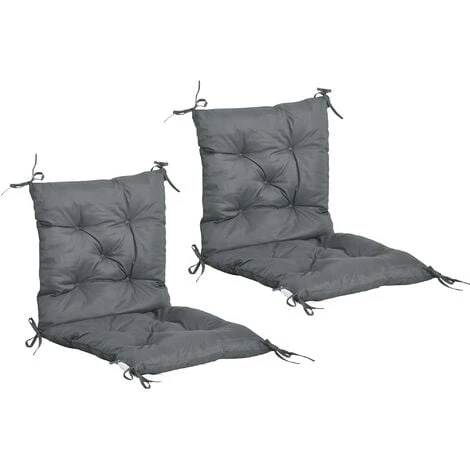 OUTSUNNY Lot De 2 Coussins Matelas Assise Dossier 2 En 1 Pour Chaise Fauteuil Grand Confort 98L X 50l X 8H Cm Gris 3 OUTSUNNY Lot De 2 Coussins Matelas Assise Dossier 2 En 1 Pour Chaise Fauteuil Grand Confort 98L X 50l X 8H Cm Gris