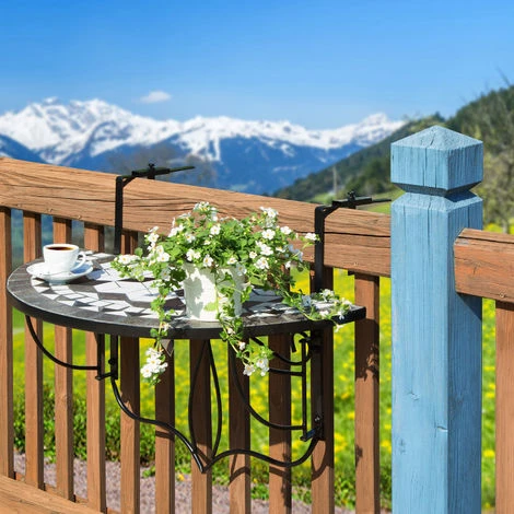 Table De Balcon Rabattable 75 X 65 X 62 Cm - Table De Jardin, Table De Terrasse, Table à Balustrade 4 Table De Balcon Rabattable 75 X 65 X 62 Cm - Table De Jardin, Table De Terrasse, Table à Balustrade – Image 2