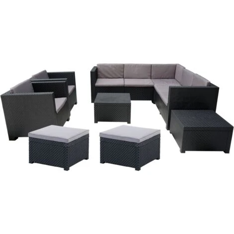 Oasis: Salon De Jardin En Angle 9 Places En Résine Injectée. Finition Résine Tressée 3 Oasis: Salon De Jardin En Angle 9 Places En Résine Injectée. Finition Résine Tressée