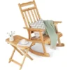 COSTWAY Fauteuil à Bascule De Porche Avec Table Pliable, Ensemble De 2 Bistrot De Terrasse En Bois De Sapin Massif, Chaise De Jardin Pour L'Extérieur à L'Intérieur, Naturel 2 COSTWAY Fauteuil à Bascule De Porche Avec Table Pliable, Ensemble De 2 Bistrot De Terrasse En Bois De Sapin Massif, Chaise De Jardin Pour L'Extérieur à L'Intérieur, Naturel -Promos Verde Rêverie Boutique 79359524 1