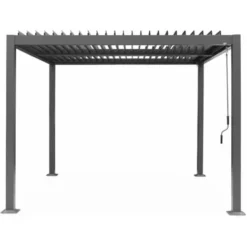 Pergola Bioclimatique Anthracite. Aluminium Et Acier. 3x3m. Lames Orientables 10 Pergola Bioclimatique Anthracite. Aluminium Et Acier. 3x3m. Lames Orientables -Promos Verde Rêverie Boutique 80249523 4