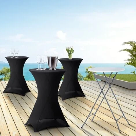 Lot De 4 Tables Hautes Pliantes 105 CM Et 4 Housses Noires 4 Lot De 4 Tables Hautes Pliantes 105 CM Et 4 Housses Noires – Image 2