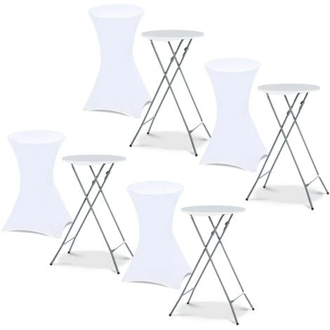 Lot De 4 Tables Hautes Pliantes 105 CM Et 4 Housses Blanches 3 Lot De 4 Tables Hautes Pliantes 105 CM Et 4 Housses Blanches