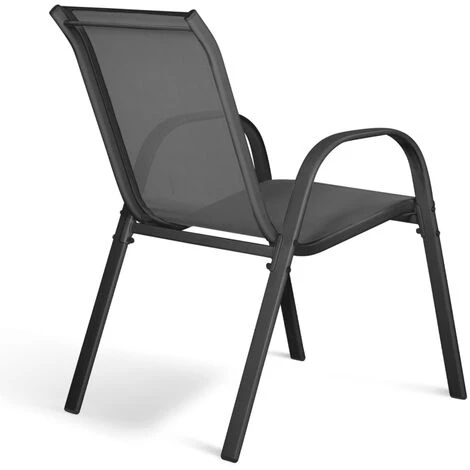 Lot De 6 Chaises De Jardin LYMA Métal Et Textilène Empilables Gris Anthracite 7 Lot De 6 Chaises De Jardin LYMA Métal Et Textilène Empilables Gris Anthracite – Image 5