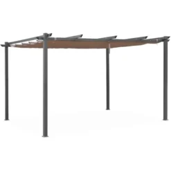 Pergola Aluminium - Isla 3x4m - Toile Taupe - Tonnelle Idéale Pour Votre Terrasse. Toit Rétractable. Toile Coulissante. Structure Aluminium