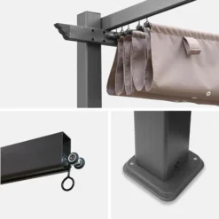 Pergola Aluminium - Isla 3x4m - Toile Taupe - Tonnelle Idéale Pour Votre Terrasse. Toit Rétractable. Toile Coulissante. Structure Aluminium -Promos Verde Rêverie Boutique 80975535 5