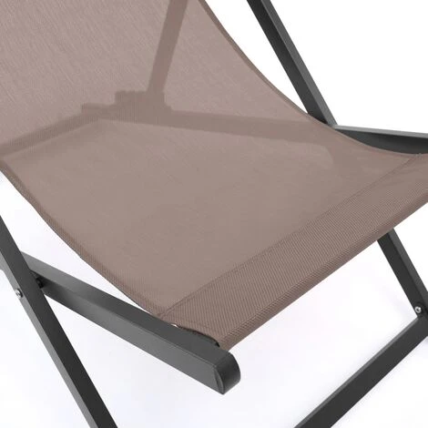 Lot De 2 Chiliennes LOTA En Acier Et Toile Textilène Taupe 5 Lot De 2 Chiliennes LOTA En Acier Et Toile Textilène Taupe – Image 3