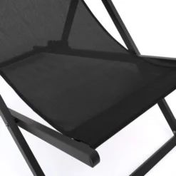 Lot De 2 Chiliennes LOTA En Acier Et Toile Textilène Noire -Promos Verde Rêverie Boutique 81174996 3