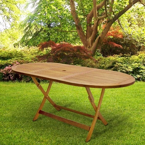 Casaria Table De Jardin Boston Pliable Support De Parasol Bois D'acacia Pré-huilé Résistant Aux Intempéries Robuste Extérieur 3 Casaria Table De Jardin Boston Pliable Support De Parasol Bois D'acacia Pré-huilé Résistant Aux Intempéries Robuste Extérieur