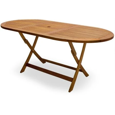 Casaria Table De Jardin Boston Pliable Support De Parasol Bois D'acacia Pré-huilé Résistant Aux Intempéries Robuste Extérieur 4 Casaria Table De Jardin Boston Pliable Support De Parasol Bois D'acacia Pré-huilé Résistant Aux Intempéries Robuste Extérieur – Image 2