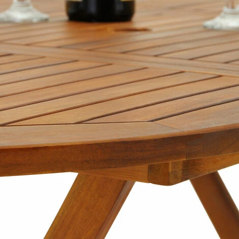 Casaria Table De Jardin Boston Pliable Support De Parasol Bois D'acacia Pré-huilé Résistant Aux Intempéries Robuste Extérieur 7 Casaria Table De Jardin Boston Pliable Support De Parasol Bois D'acacia Pré-huilé Résistant Aux Intempéries Robuste Extérieur – Image 5