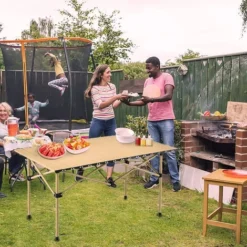 Table Pliante, SDLOGAL, 95x 56x 50 Cm(LxWxH), Table De Camping Pliable Avec Cadre En Aluminium, Plateau De Table Enroulable, Ultraléger Et Compact, Table De Camping Avec Sac De Transport -Promos Verde Rêverie Boutique 81554635 4