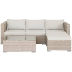 Salon De Jardin En Résine Pour 4 Personnes - Torino Naturel / Beige 9 Salon De Jardin En Résine Pour 4 Personnes - Torino Naturel / Beige -Promos Verde Rêverie Boutique 82079905 4