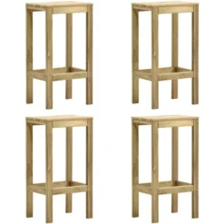Lot De 4 Tabourets De Bar De Jardin Moderne Bois De Pin Imprégné,40 X 36 X 75 Cm