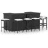 Meuble De Bar De Jardin 8 Pcs - Moderne - Meuble De Jardin Avec Coussins Résine Tressée Noir Balcon 8535 -Promos Verde Rêverie Boutique 82091137 1
