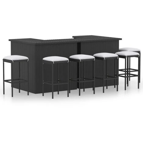 Meuble De Bar De Jardin 8 Pcs - Moderne - Meuble De Jardin Avec Coussins Résine Tressée Noir Balcon 8535 3 Meuble De Bar De Jardin 8 Pcs - Moderne - Meuble De Jardin Avec Coussins Résine Tressée Noir Balcon 8535