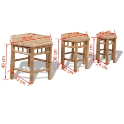Lot De 3 Tabourets De Jardin Moderne Bambou ,28 X 24 X 32 Cm 11 Lot De 3 Tabourets De Jardin Moderne Bambou ,28 X 24 X 32 Cm -Promos Verde Rêverie Boutique 82092167 5