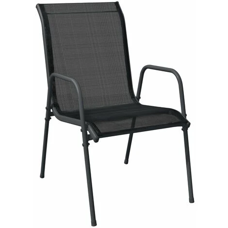 Lot De 4 Chaises De Jardin Moderne Acier Et Textilène Noir,51 X 66 X 88 Cm 5 Lot De 4 Chaises De Jardin Moderne Acier Et Textilène Noir,51 X 66 X 88 Cm – Image 3