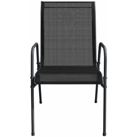 Lot De 4 Chaises De Jardin Moderne Acier Et Textilène Noir,51 X 66 X 88 Cm 6 Lot De 4 Chaises De Jardin Moderne Acier Et Textilène Noir,51 X 66 X 88 Cm – Image 4