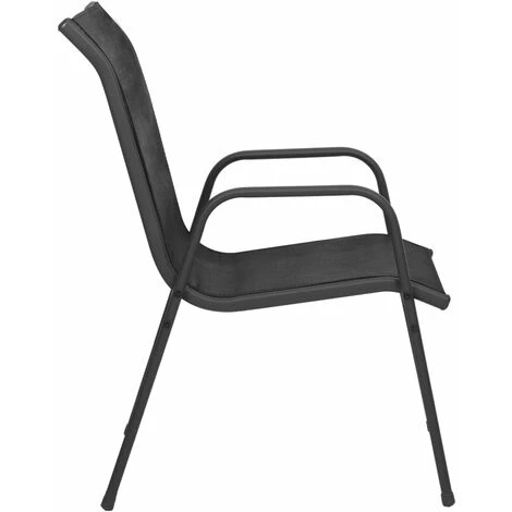 Lot De 4 Chaises De Jardin Moderne Acier Et Textilène Noir,51 X 66 X 88 Cm 7 Lot De 4 Chaises De Jardin Moderne Acier Et Textilène Noir,51 X 66 X 88 Cm – Image 5