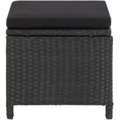 Lot De 4 Tabourets De Jardin Moderne Avec Coussins Résine Tressée Noir,40,5 X 40,5 X 35 Cm -Promos Verde Rêverie Boutique 82093760 4