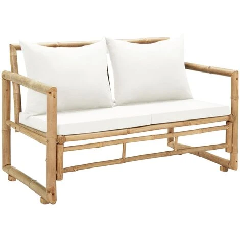 Banquette D'extérieur - Moderne Canapé De Jardin à 2 Places Avec Coussins Bambou Pour Terrasse Balcon FR5274 3 Banquette D'extérieur - Moderne Canapé De Jardin à 2 Places Avec Coussins Bambou Pour Terrasse Balcon FR5274