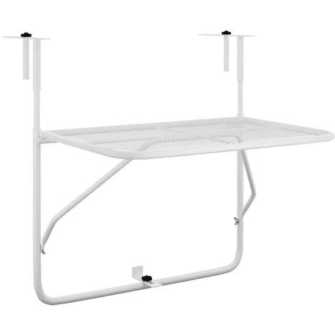 Table D'extérieur,patio - Moderne Table De Balcon Blanc 60x40 Cm Acier FR7388 4 Table D'extérieur,patio - Moderne Table De Balcon Blanc 60x40 Cm Acier FR7388 – Image 2